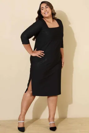 Plus Size Black Shimmer Bodycon Dress