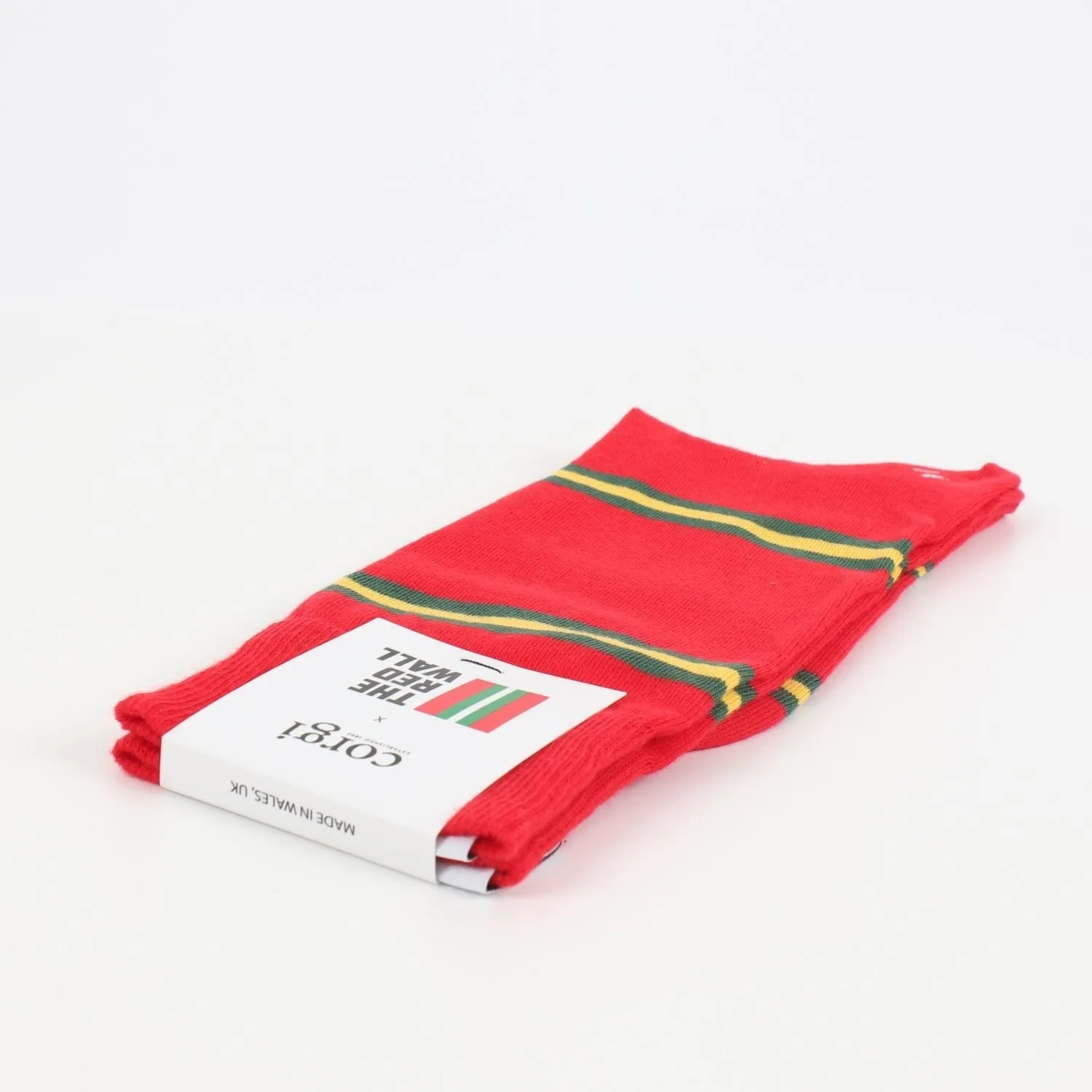 Red Wall Welsh Fan Striped Cotton Socks