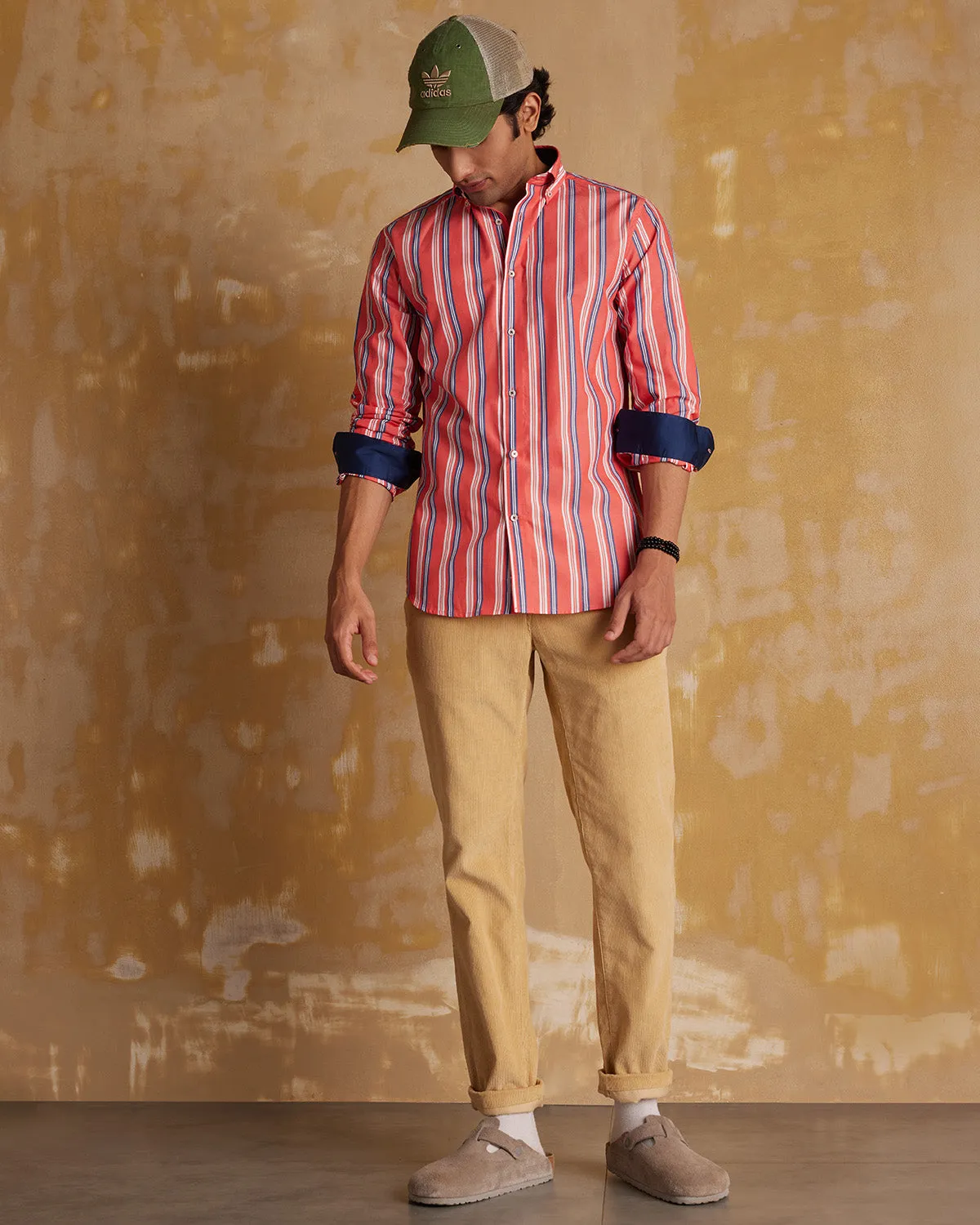 Somelos Sapphire Rust Striped Shirt