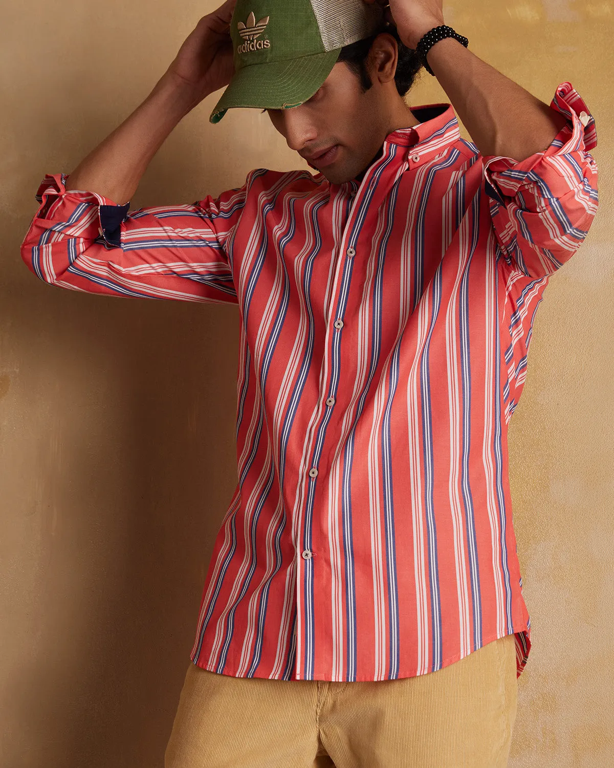 Somelos Sapphire Rust Striped Shirt