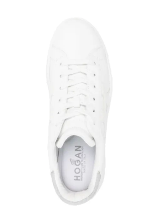 WHITE LEATHER SHOES WITH PLATFORM