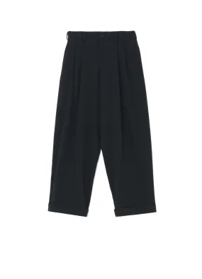 WOOL GABARDINE DOUBLE PLEATED CUFFED HEM PANTS